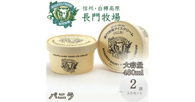 【ふるさと納税】長門牧場アイスクリーム 480ml バニラ2個セット　【スイーツ・アイス・乳製品】