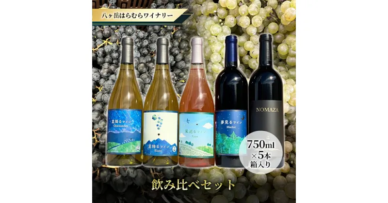 【ふるさと納税】八ヶ岳はらむらワイナリー 飲み比べ5本セット　 ワイン お酒 赤ワイン アルコール ロゼワイン 白ワイン ぶどう ミディアムボディ ブレンド 酸味 穏やか タンニン 清涼感 フレーバー 果実