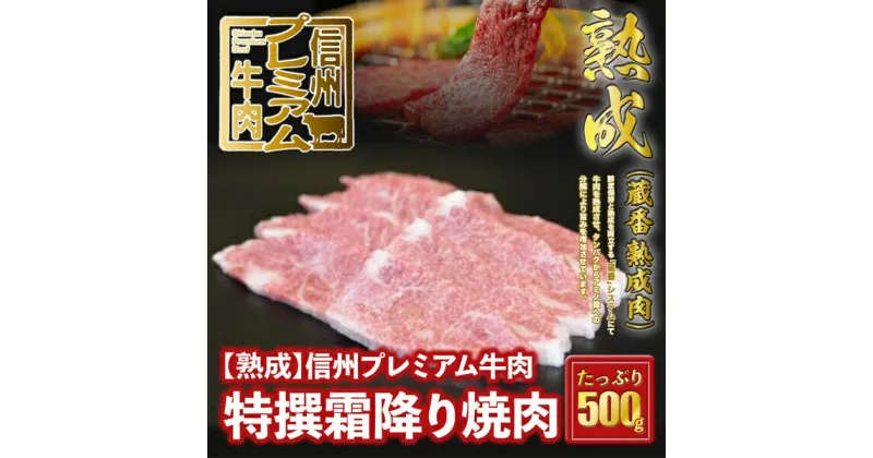 【ふるさと納税】 信州プレミアム牛肉 【熟鮮】 特撰霜降り肉 焼き肉用 500g 牛肉 霜降り肉 焼き肉 焼肉