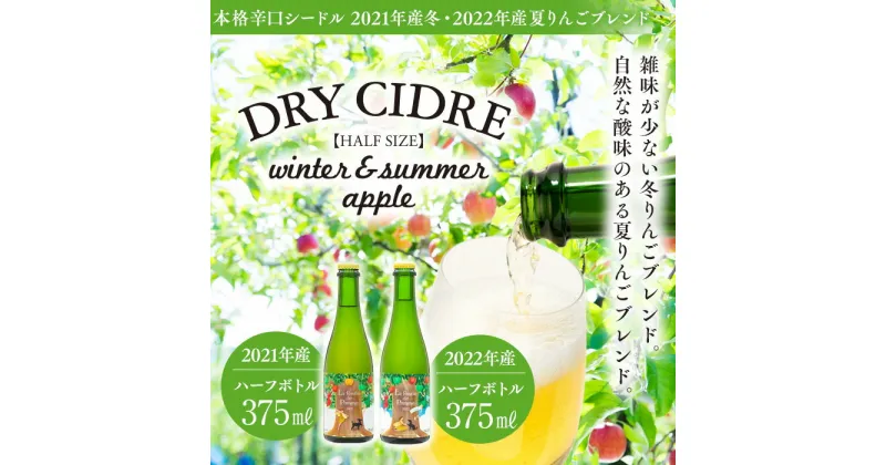 【ふるさと納税】シードル 2021年産冬 2022年産 2本 詰め合わせ セット ハーフボトル 飲み比べ アップルシードル 辛口 りんご 夏リンゴ フルーツ 果物 お酒 酒 果実酒 アルコール 家飲み ギフト プレゼント 贈答 贈り物 お祝い 長野 長野県 箕輪町