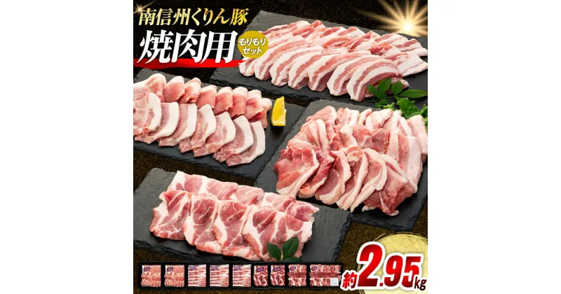 【ふるさと納税】6-Y05 南信州くりん豚もりもり焼肉セット 豚肉 焼肉 BBQ バーベキュー くりん豚 スキンパック 2950g 2.95kg 喬木村