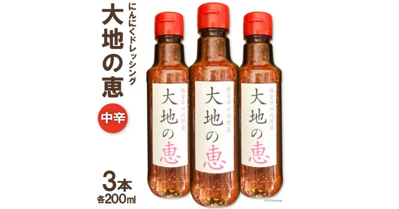 【ふるさと納税】 ドレッシング 大地の恵 中辛 200ml 計3本 [矢口農園 長野県 池田町 48110488] にんにく