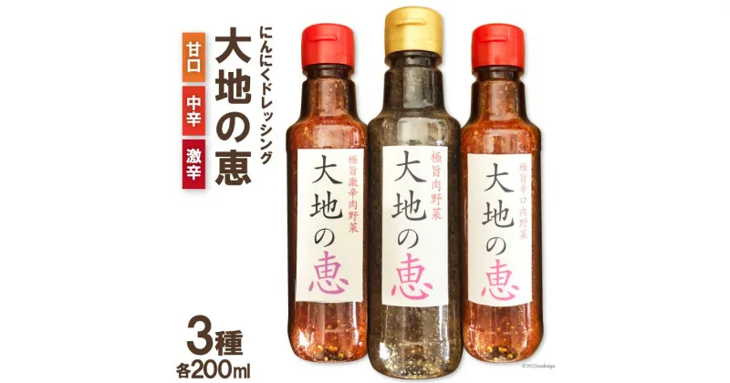 【ふるさと納税】にんにくドレッシング 「大地の恵」 200ml×3種セット 甘口 中辛 激辛 [矢口農園 長野県 池田町 48110490]