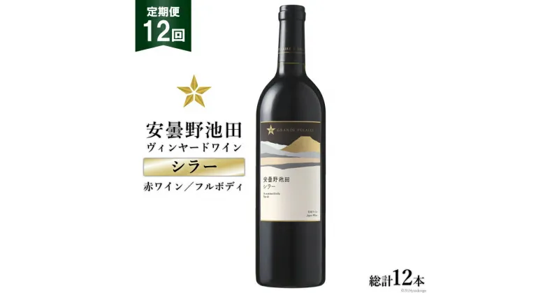 【ふるさと納税】12回 定期便 赤ワイン サッポロ グランポレール 安曇野池田ヴィンヤード「シラー」750ml 総計12本 [池田町ハーブセンター 長野県 池田町 48110611] 赤 ワイン フルボディ 濃厚 凝縮 お酒 酒