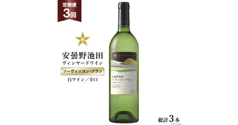 【ふるさと納税】3回 定期便 白ワイン サッポロ グランポレール 安曇野池田ヴィンヤード「ソーヴィニヨン・ブラン」750ml 総計3本 [池田町ハーブセンター 長野県 池田町 48110615] 白 ワイン 辛口 お酒 酒