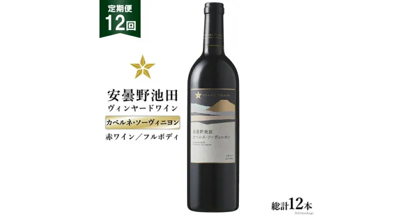 【ふるさと納税】12回 定期便 赤ワイン サッポロ グランポレール 安曇野池田ヴィンヤード「カベルネ・ソーヴィニヨン」750ml 総計12本 [池田町ハーブセンター 長野県 池田町 48110626] 赤 ワイン フルボディ 濃厚 凝縮 お酒 酒