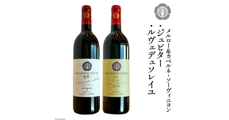 【ふるさと納税】ルヴェデュソレイユとメルロー＆カベルネ・ソーヴィニョンジュピターセット 各750ml [ ヴィニョブル安曇野(ドメーヌ・ヒロキ)長野県 池田町 48110599] ワイン 赤 赤ワイン 飲み比べ ワインセット