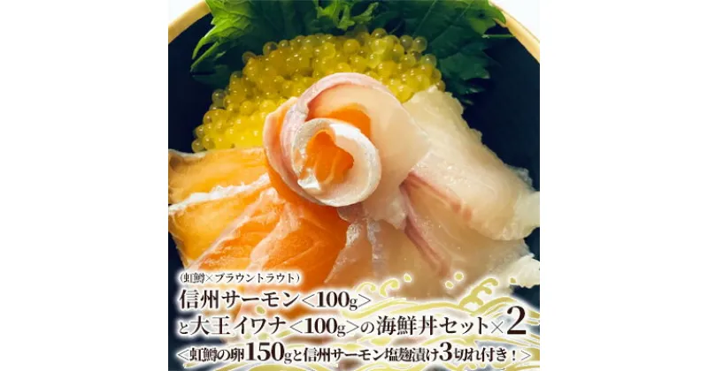 【ふるさと納税】信州サーモン（虹鱒×ブラウントラウト）＜100g＞と大王イワナ＜100g＞の海鮮丼セット×2＜虹鱒の卵150gと信州サーモン塩麹漬け3切れ付き！＞　 鮭 加工食品 魚介セット 脂の美味しい魚 つまみ 肴