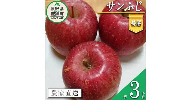 【ふるさと納税】 りんご サンふじ 特選 3kg やまじゅうファーム 沖縄県への配送不可 令和6年度収穫分 信州の環境にやさしい農産物 減農薬栽培 長野県 飯綱町 【 信州 果物 フルーツ リンゴ 林檎 長野 】発送時期：2024年12月上旬～2024年12月中旬{***}