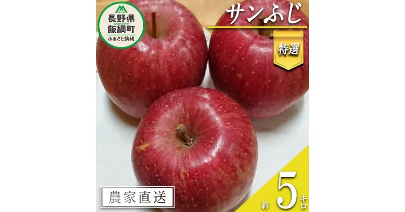 【ふるさと納税】 りんご サンふじ 特選 5kg やまじゅうファーム 沖縄県への配送不可 令和6年度収穫分 信州の環境にやさしい農産物 減農薬栽培 長野県 飯綱町 【 信州 果物 フルーツ リンゴ 林檎 長野 19000円 】発送時期：2024年12月上旬～2024年12月中旬{***}