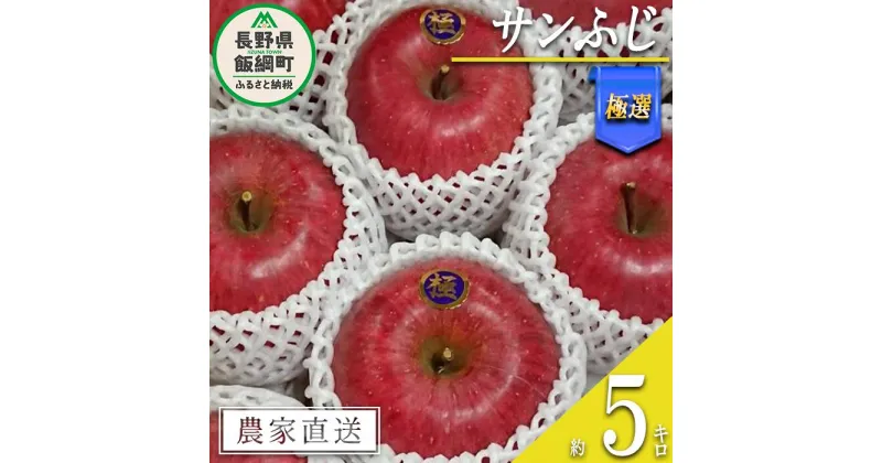 【ふるさと納税】 りんご サンふじ 極選 5kg やまじゅうファーム 沖縄県への配送不可 令和6年度収穫分 信州の環境にやさしい農産物 減農薬栽培 長野県 飯綱町 【 信州 果物 フルーツ リンゴ 林檎 長野 】発送時期：2024年12月上旬～2024年12月下旬