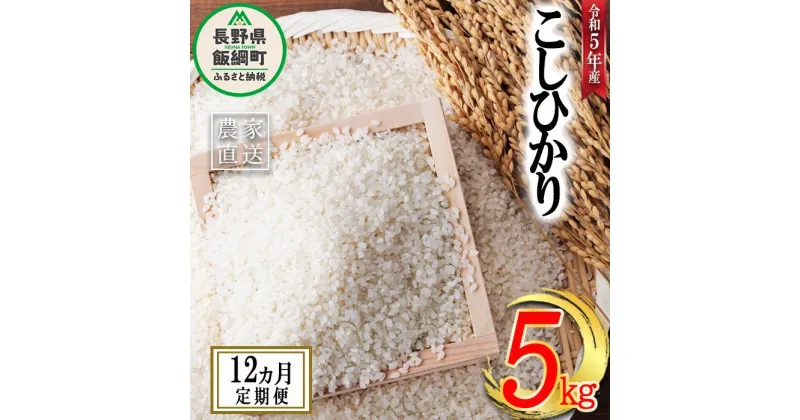 【ふるさと納税】 米 こしひかり 5kg × 12回 【 12か月 定期便 】( 令和5年産 ) ヤマハチ農園 沖縄県への配送不可 長野県 飯綱町 〔 コシヒカリ 白米 精米 お米 信州 126000円 予約 農家直送 〕発送時期：2023年11月上旬～ [お届け12回 (**)]