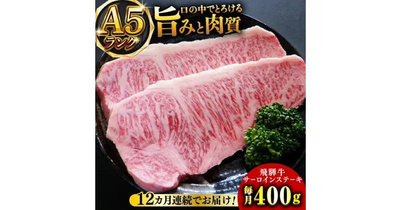 【ふるさと納税】【12回定期便】A5等級飛騨牛サーロインステーキ用400g 和牛 BBQ 霜降り 岐阜市/小川ミート[ANAJ006]