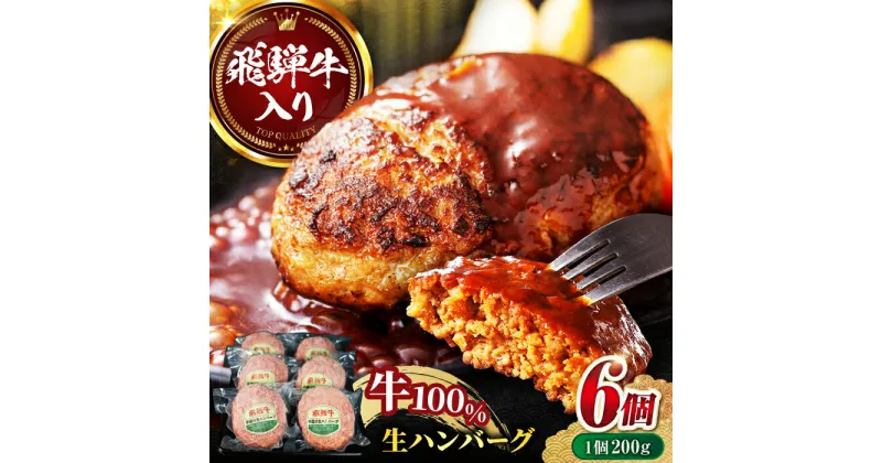 【ふるさと納税】飛騨牛 生ハンバーグ（200g×6個）牛肉 100% 手ごね 特大 国産牛 冷凍 和牛 岐阜市/丸福商店[ANBO030]