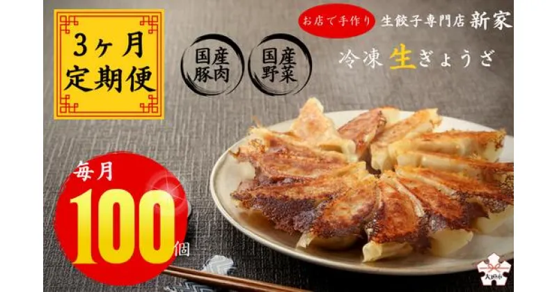 【ふるさと納税】【3ヶ月定期便】生餃子専門店「新家」の生餃子　元気がモリモリ100個セット×3回(期間限定)