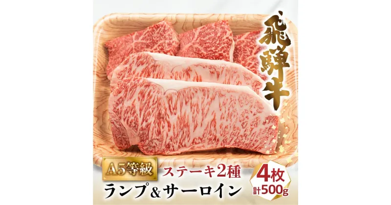 【ふるさと納税】飛騨牛 A5 ステーキ 2種 食べ比べ 500g 計4枚 ( ランプ 100g×3枚 サーロイン 200g×1枚 )