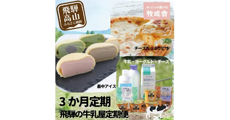 【ふるさと納税】アイス & 乳製品 & ピザ 定期便 3ヶ月 セット ( アイス7個 乳製品11品 ピザ3枚 ) 牧成舎 岐阜 高山市 飛騨高山 岐阜県 | お菓子 スイーツ アイスクリーム チーズ 飲むヨーグルト 送料無料 お取り寄せ 人気 お楽しみ おすすめ