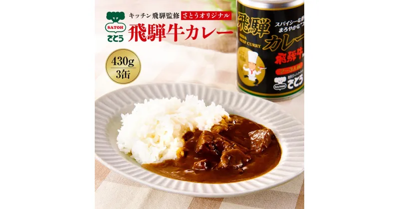 【ふるさと納税】キッチン 飛騨監修 さとうオリジナル 飛騨牛カレー カレー缶 3缶セット ご当地カレー 専用箱 飛騨高山 33-406　ファミリーストアさとう 33-406 CY024 | 特産品 ギフト 贈答 プレゼント お中元 お歳暮