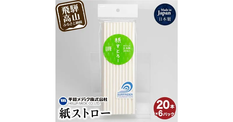 【ふるさと納税】ライフ 紙ストロー 20本 白 6パック ストロー 耐水 耐水性 エコ 6000円 GX012