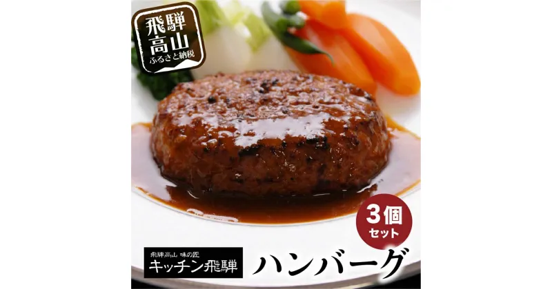 【ふるさと納税】キッチン飛騨 ハンバーグ 3個セット デミグラスソース付 国産豚 国産牛 飛騨ハム 冷凍 老舗 名店 飛騨高山 おすすめ TR3909