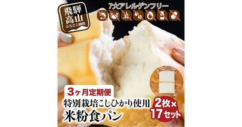 【ふるさと納税】定期便 3回お届け 3ヶ月 グルテンフリー 米粉パン 食パン2枚×17袋 米ぱん工房「ままみぃ」 トースト アレルギー 朝ごはん 朝食 真空包装（冷凍）まんま農場 小麦粉不使用 パン AD100