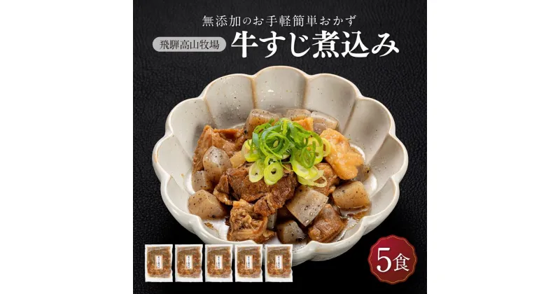 【ふるさと納税】国産 牛すじ煮込み 5食 | 化学調味料無添加 無添加 加工品 手軽 お手軽 おつまみ おかず 丼 個包装 レンジ 湯せん 惣菜 飛騨高山牧場 HG009