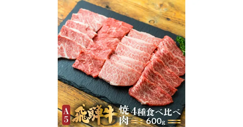 【ふるさと納税】A5等級 飛騨牛 焼肉 4種食べ比べ 600g | 冷凍 化粧箱入 ブランド牛 国産 霜降 焼肉セット A5等級 のし対応不可 飛騨高山 肉の匠家 BV006