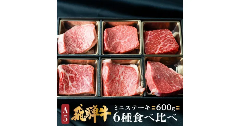 【ふるさと納税】A5等級 飛騨牛 ミニステーキ 6種 食べ比べ 600g | 冷凍 ステーキ 肉 黒御膳容器入 霜降 A5ランク 5等級 ブランド牛 国産牛 国産 A5等級 ステーキ のし対応不可 飛騨高山 肉の匠家 BV007