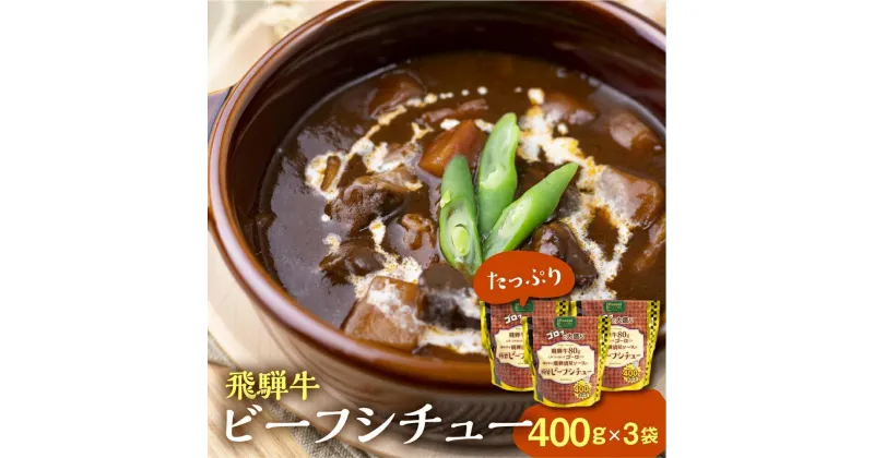 【ふるさと納税】飛騨牛ビーフシチュー たっぷり400g×3袋 | 極旨 ビーフシチュー 飛騨牛 飛騨清見ソース 具材ゴロゴロ 飛騨牛 おいしい おすすめ レトルト 野菜 ふるさと清見 TR4421