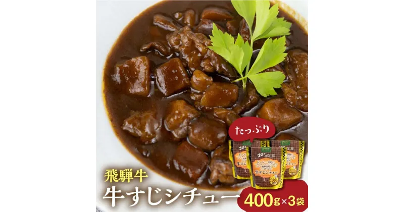 【ふるさと納税】飛騨牛牛すじシチュー たっぷり400g×3袋 | 極旨 牛すじ スジ肉 シチュー 飛騨牛 飛騨清見ソース 具材ゴロゴロ おいしい おすすめ レトルト 野菜 ふるさと清見 TR4422