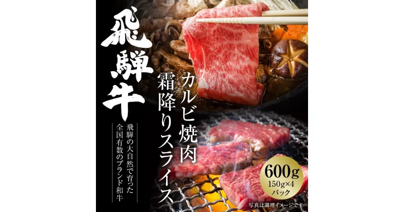 【ふるさと納税】飛騨牛 カルビ(焼肉)・霜降りスライス 600g（150g×各2パック） 冷凍真空パック | 肉 お肉 焼肉 焼き肉 やきにく すき焼き すきやき しゃぶしゃぶ 黒毛和牛 和牛 個包装 小分け 人気 おすすめ 牛肉 ギフト 7日以内お届け【飛騨高山ミート MZ016】