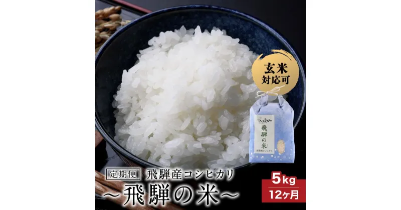 【ふるさと納税】【定期便 12ヶ月】（全12回）令和6年産 新米 飛騨産コシヒカリ 「飛騨の米」 白米（玄米対応可）5kg | 飛騨産 こしひかり 精米 節減農薬米 のし対応 飛騨高山 ファームジネンいいむら GG103