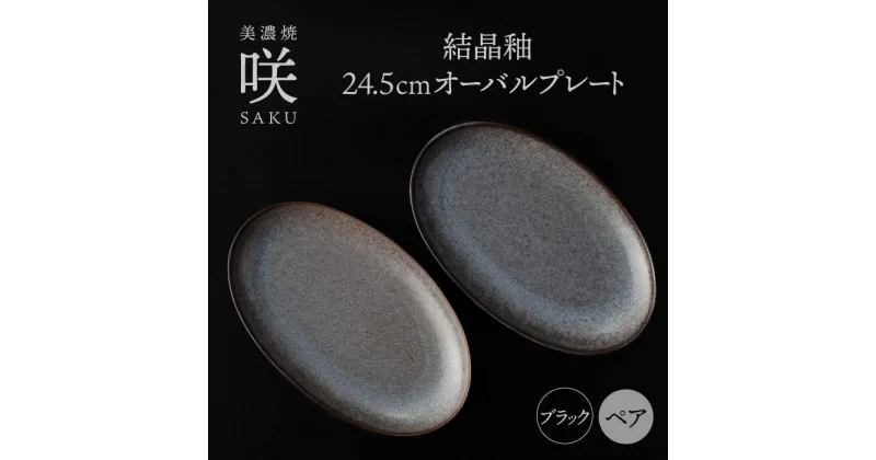 【ふるさと納税】【美濃焼】 24.5cm オーバルプレート ブラック ペア 「咲」 【多治見トレーディング/隠れ窯】 食器 皿 楕円皿[TEG001]