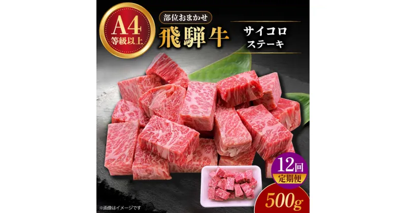 【ふるさと納税】【12回定期便】 飛騨牛 サイコロステーキ 部位おまかせ 500g A4等級以上 多治見市 / 渡辺精肉店 和牛 ブランド牛 牛肉[TAZ041]