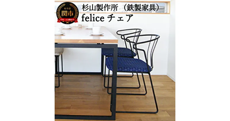 【ふるさと納税】feliceチェア (鉄製家具) 　D165-01 　鉄・アイアン・無垢 シンプル 椅子 いす ダイニングチェア リビングチェア デスクチェア テレワーク カフェ風 おしゃれ 黒 ブラック ブルー ネイビー 青 鉄家具 送料無料