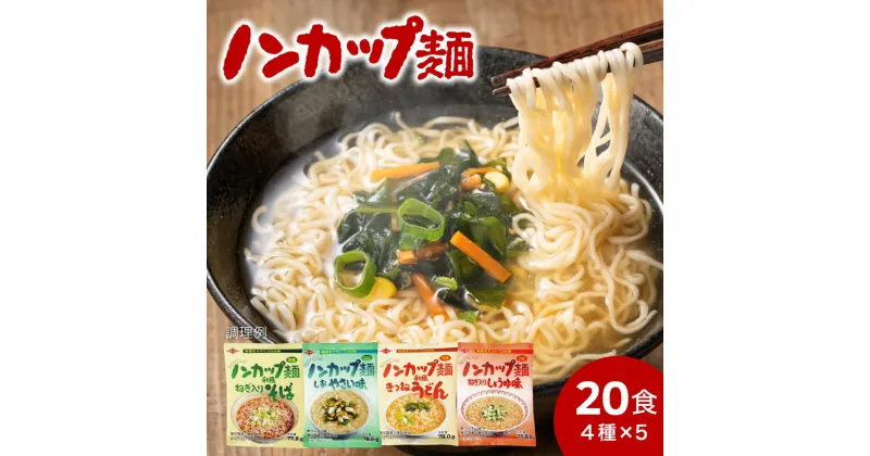 【ふるさと納税】インスタントラーメン 麺だけ 袋麺 ご当地 そば うどん 乾麺 蕎麦 お取り寄せ 美味しい つゆ付き 非常食 備蓄 保存食 お湯を注ぐだけ！ノンカップ麺詰合せ20食（4種×5食）そば・うどん・らーめん（醤油・塩）