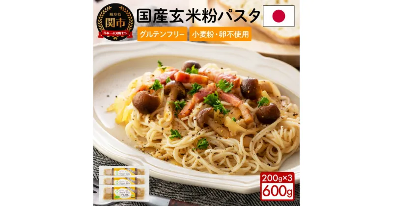 【ふるさと納税】グルテンフリー ブラウンライスパスタ スパゲッティ3袋（1.3mm）200g×3 玄米粉 米粉パスタ 岐阜県産ハツシモ100% 国産 小麦粉不使用 乾麺 糖質制限 米粉麺 備蓄 長期保存 防災食 ローリングストック用 PLUSパスタ S12パスタ G5-12