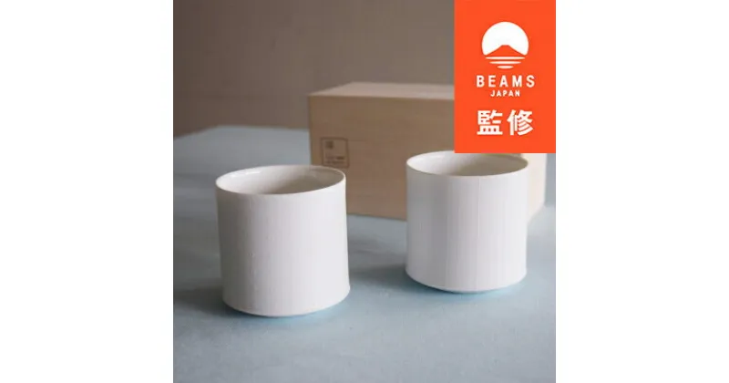 【ふるさと納税】【BEAMS JAPAN監修】(miyama.)伝統を受け継ぐ白い器 ペアカップ　豆絞り×矢鱈縞【1352936】