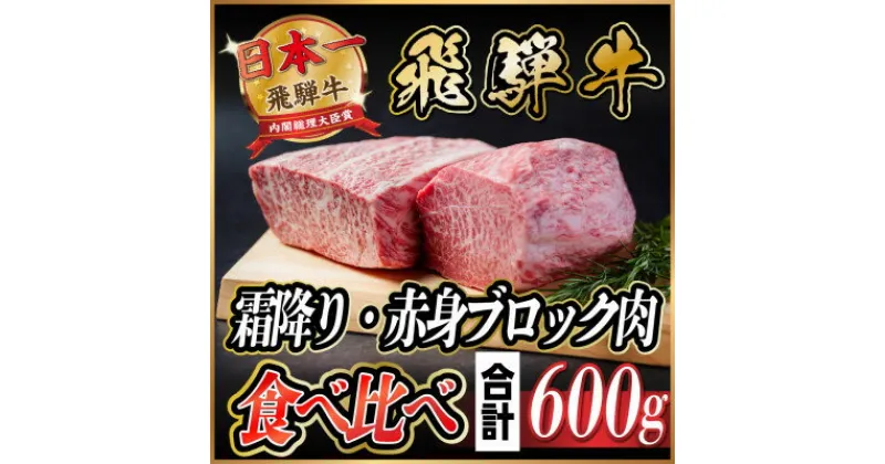 【ふるさと納税】飛騨牛　霜降り・赤身ブロック肉　食べ比べ　約600g(各約300g)【配送不可地域：離島】【1530627】