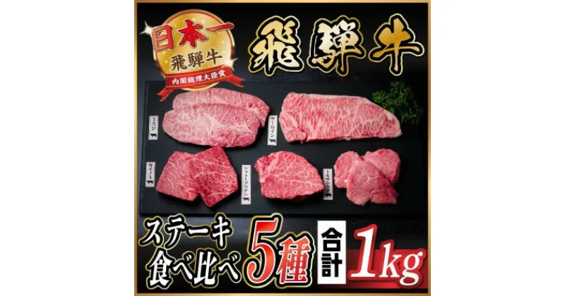 【ふるさと納税】飛騨牛　ステーキ5種食べ比べセット　計1kg【配送不可地域：離島】【1530558】