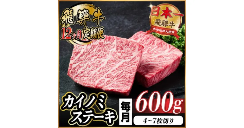 【ふるさと納税】【毎月定期便】飛騨牛 カイノミステーキ定期便 毎月600g全12回【配送不可地域：離島】【4055998】