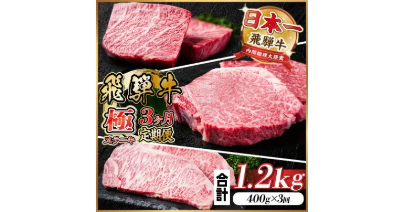 【ふるさと納税】【毎月定期便】飛騨牛 極ステーキ定期便　計約1.2kg【冷蔵便】全3回【配送不可地域：離島】【4056912】